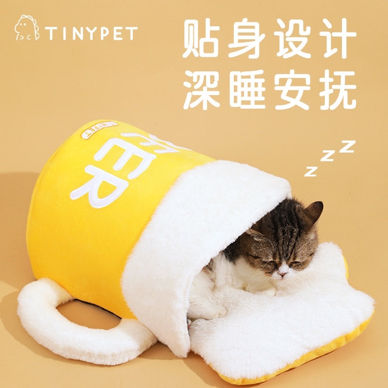 TinyPet beer 🍺 cup pet sleeping bed soft cat nest