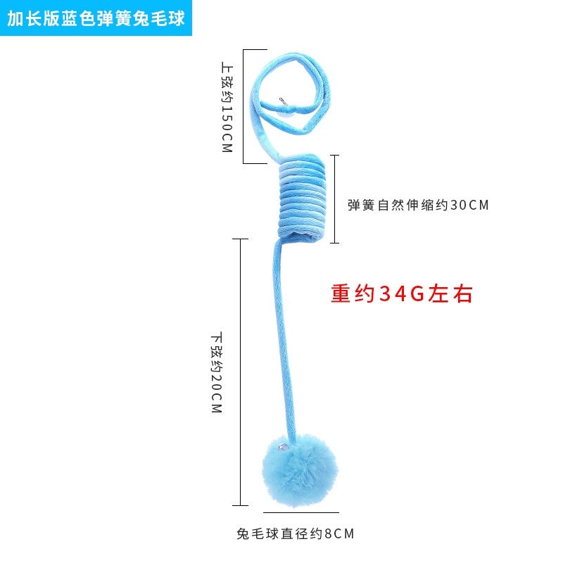 Cat toy soft spring with rabbit fur ball