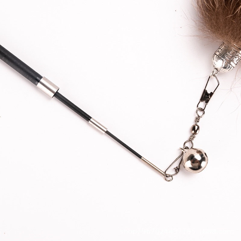 Cat teaser with fox 🦊 fur fishing wand pet chaser