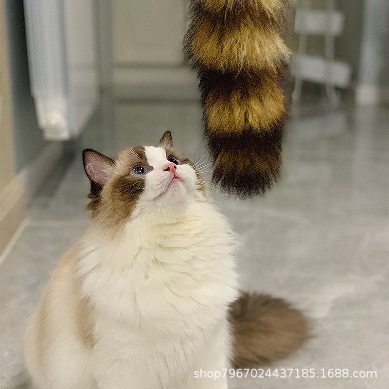 Cat teaser with fox 🦊 fur fishing wand pet chaser