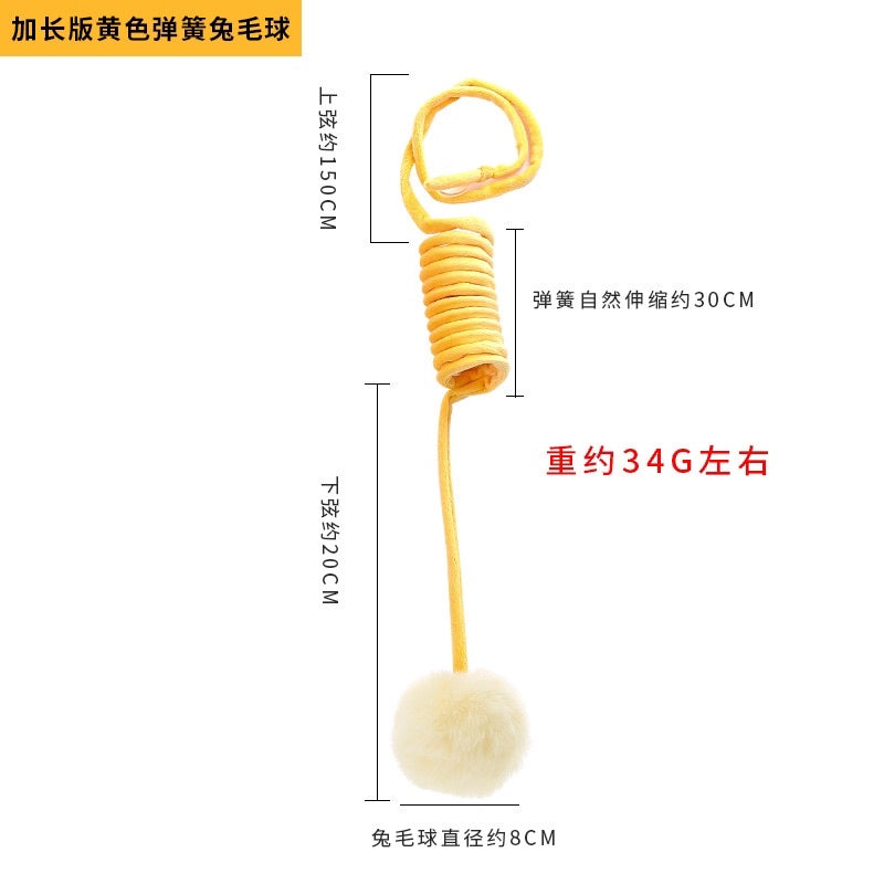 Cat toy soft spring with rabbit fur ball