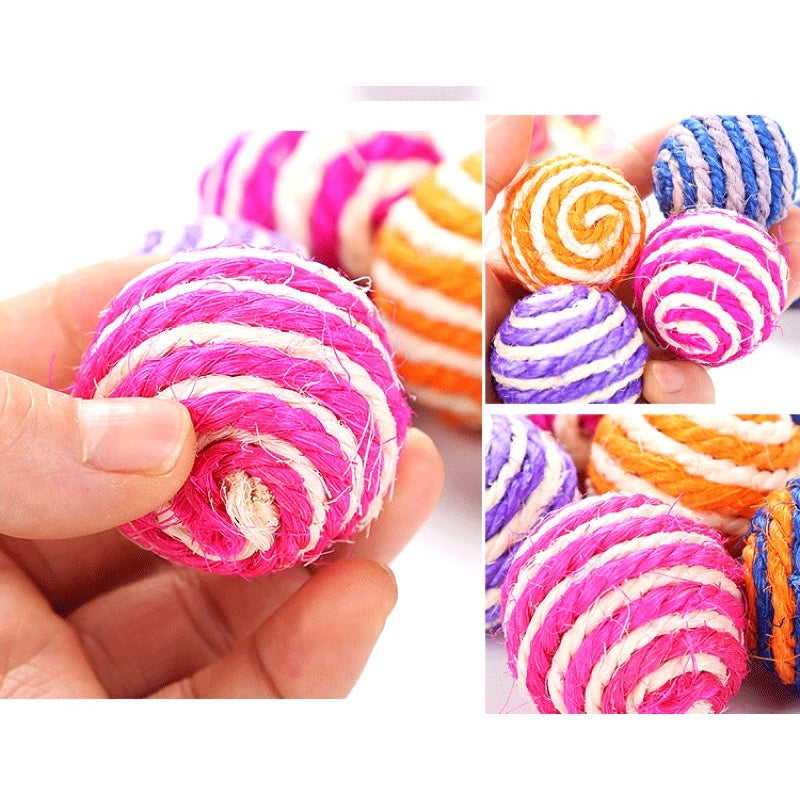 Cat toy sisal rope ball 4.5 cm pet biting toy chaser