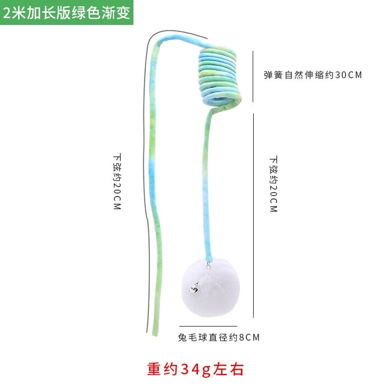 Cat toy soft spring with rabbit fur ball