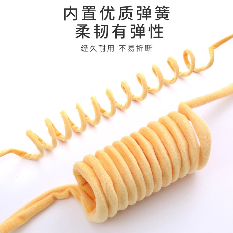Cat toy soft spring with rabbit fur ball
