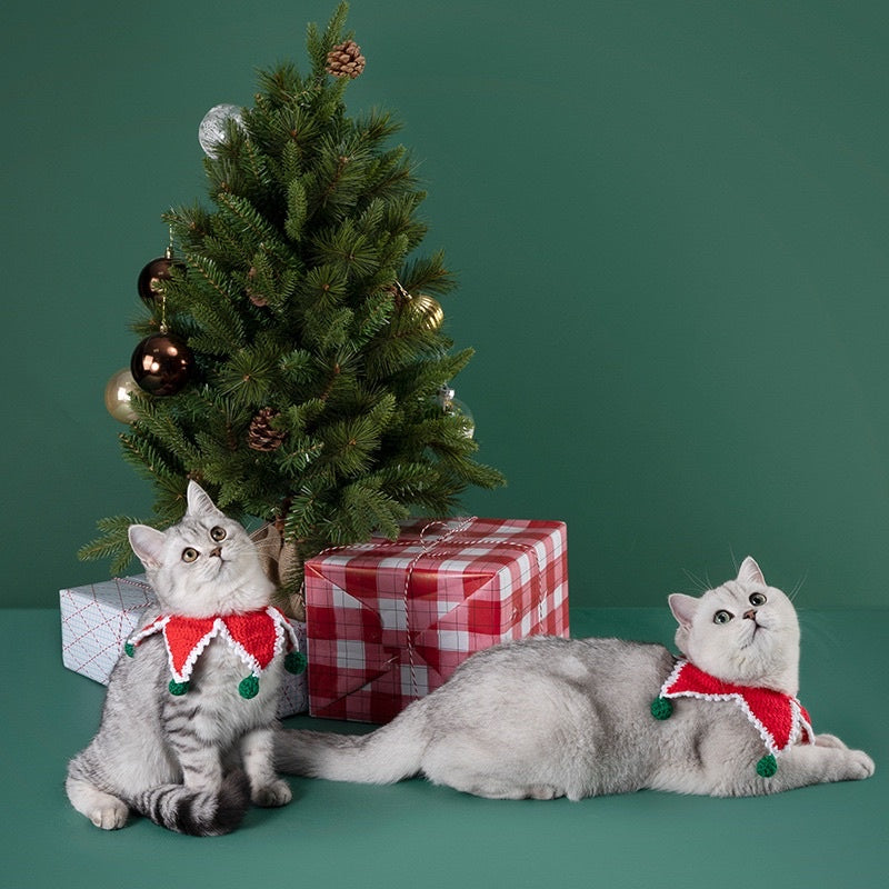 Zeze Christmas 🎄 pet collar cat dog necklaces holiday decoration kintted cotton collar