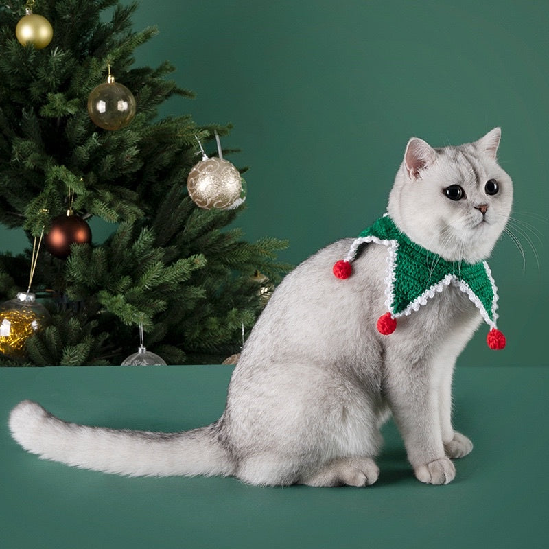 Zeze Christmas 🎄 pet collar cat dog necklaces holiday decoration kintted cotton collar