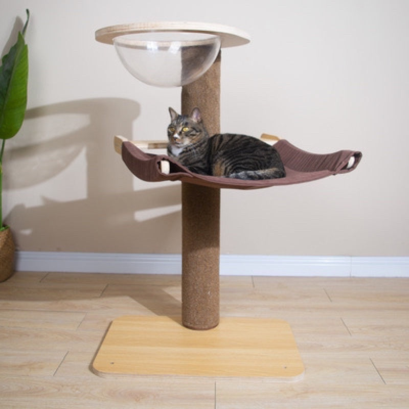 Wakupet cat scratcher tree post with space chamber and hammock