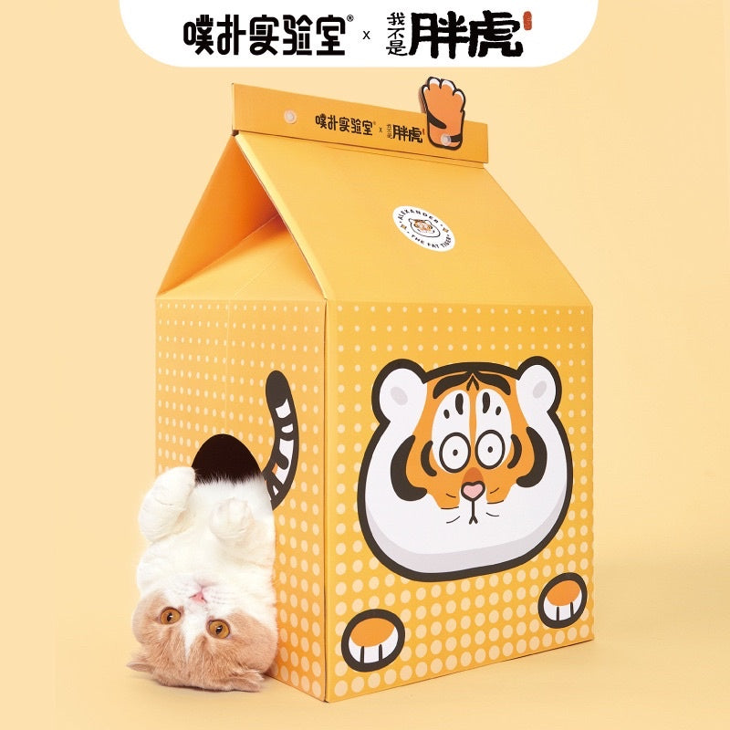 PurLab Cat scratch milk box scratcher pet house bed Tiger series