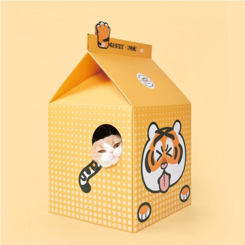 PurLab Cat scratch milk box scratcher pet house bed Tiger series