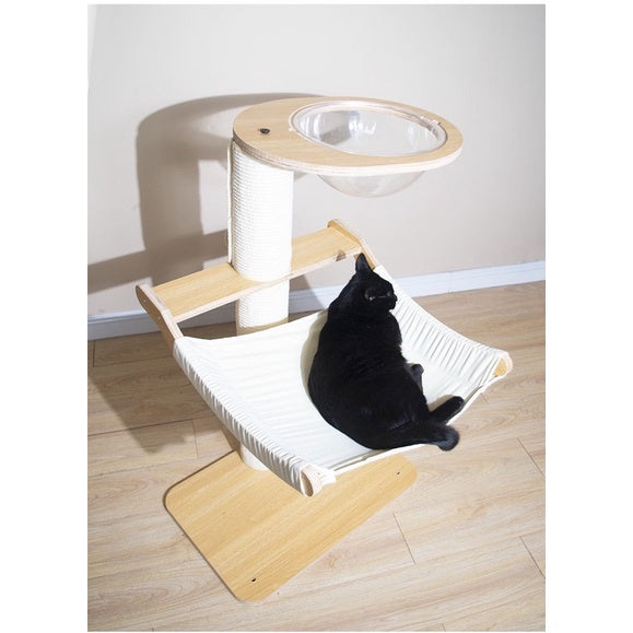 Wakupet cat scratcher tree post with space chamber and hammock