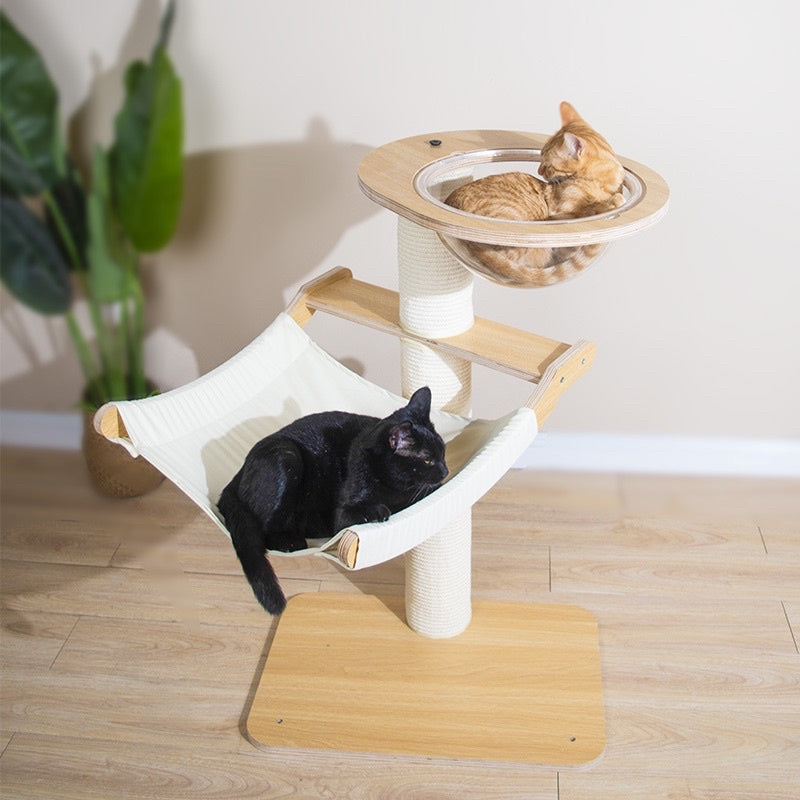 Wakupet cat scratcher tree post with space chamber and hammock