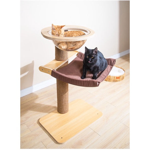 Wakupet cat scratcher tree post with space chamber and hammock