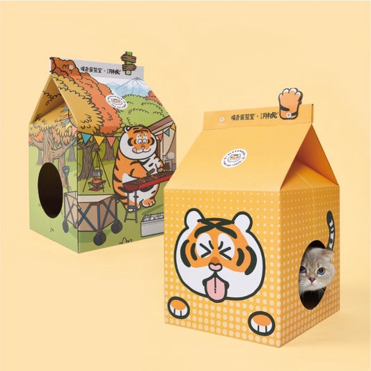 PurLab Cat scratch milk box scratcher pet house bed Tiger series