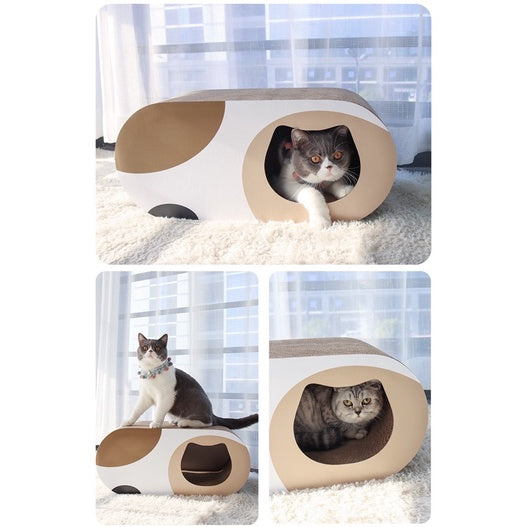 MSBC Cat scratch board house bed tunnel all in one pet toy