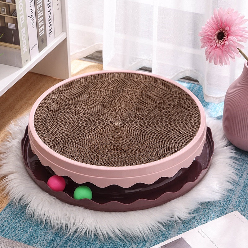 Cat scratch board round teaser tunnel chaser replaceable corrugated paper