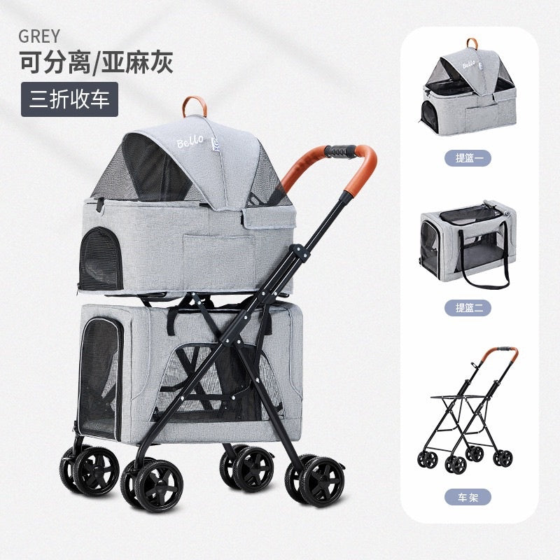 [SG Stock] Bello pet carrier trolley car double deck separable outdoor