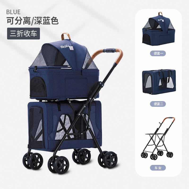 [SG Stock] Bello pet carrier trolley car double deck separable outdoor