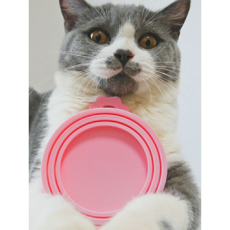 [SG] Canned can Food Cover Lid silicon Rubber Pet Cat Dog Wet Food Protector Spoon