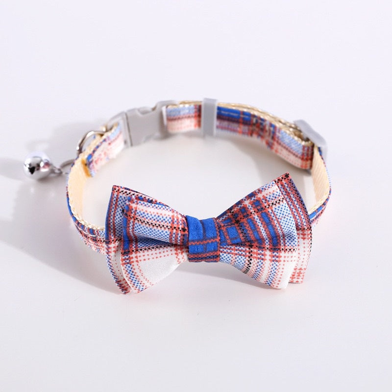 Pet Bow Tie cat dog grid design cravat collar necklace neck accessories