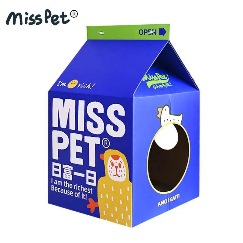 Misspet scratching board milk box sleeping bed for kitten cat pet toy house