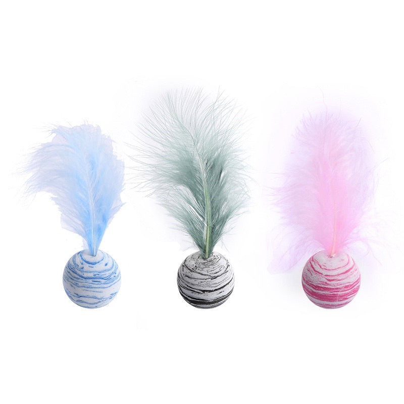 Cat toy chaser ball EVA with feather pet bitting toy