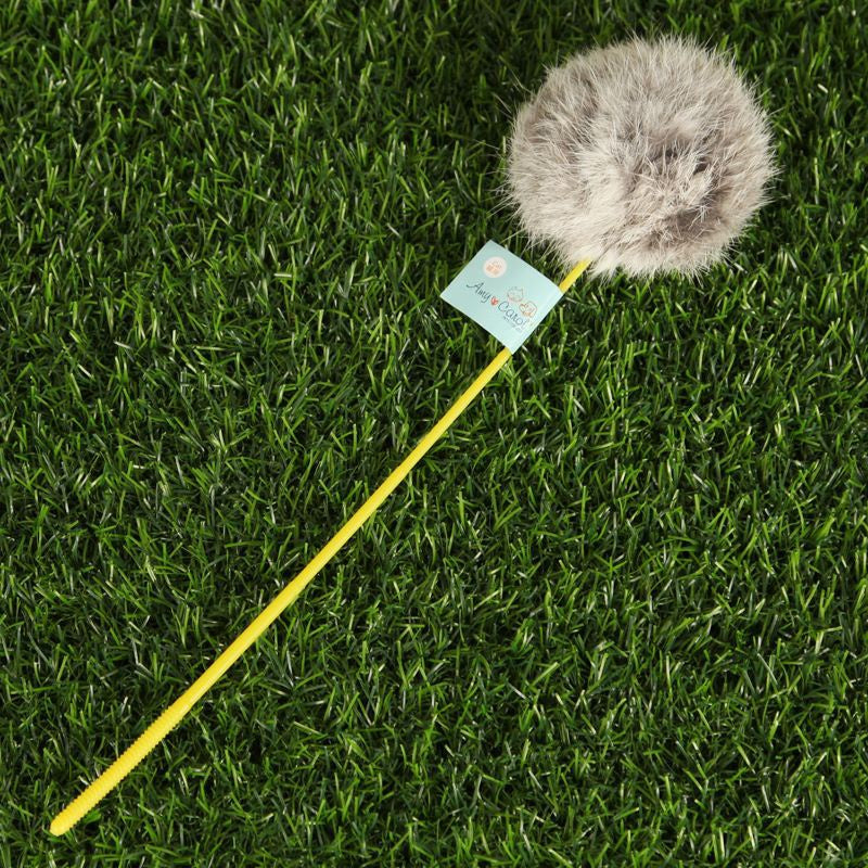 Cat teaser rabbit fur feather cat toy pet toy 🦯 stick wand