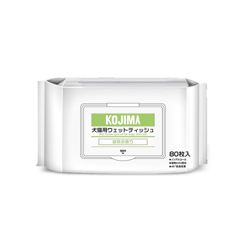 [SG stock] Kojima Pet Wipe tissue 80's cat dog cleaner gloves 6's