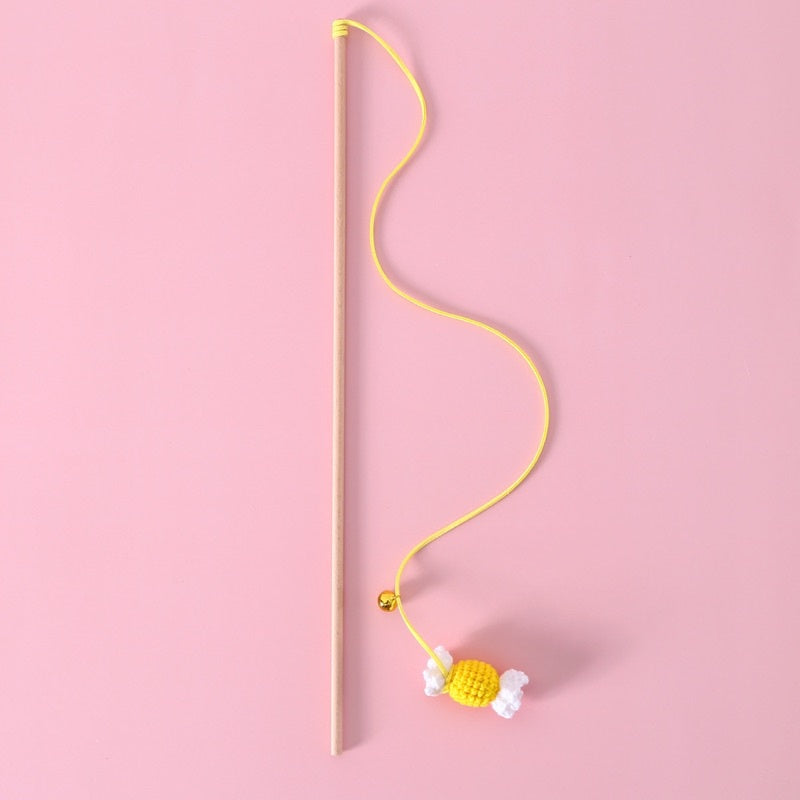 Cat teaser Candy 🍬 knitting 🧶 knit sugar pet toy wand stick chaser