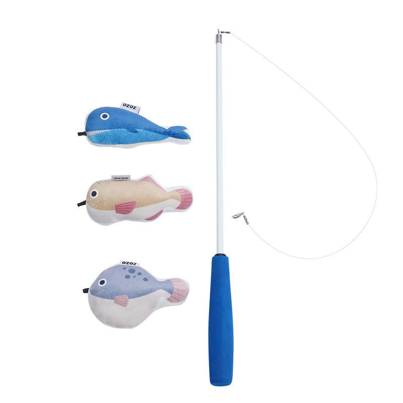 [SG Stock] Zeze cat teaser retractable handle fishing pet toy with catnip