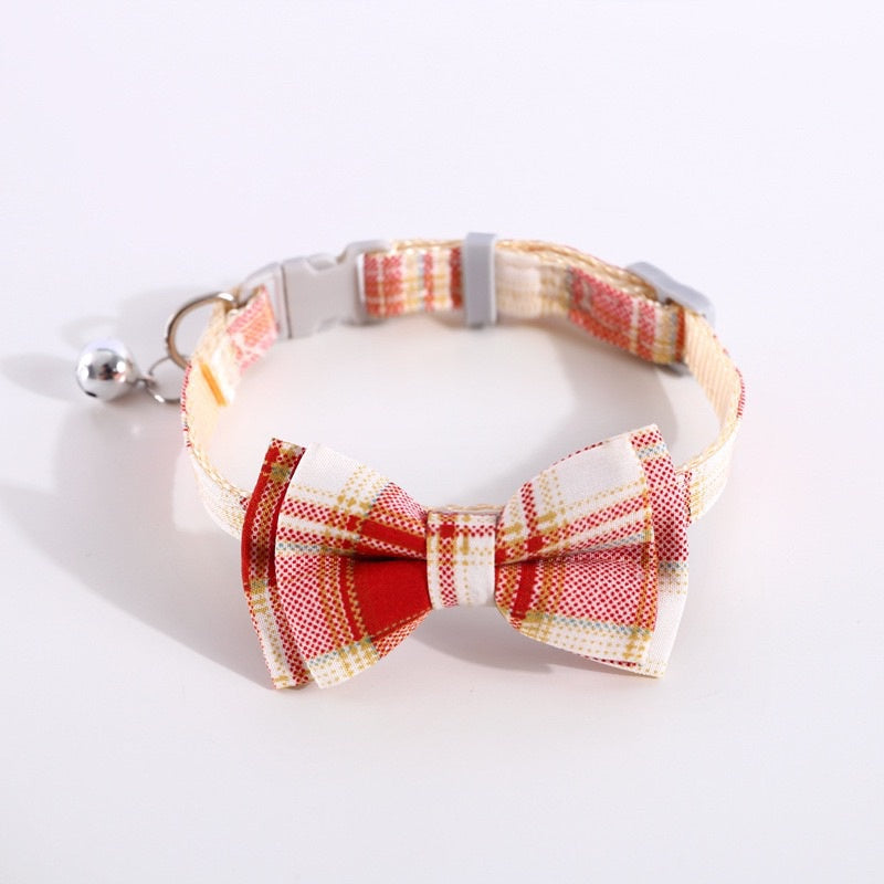Pet Bow Tie cat dog grid design cravat collar necklace neck accessories