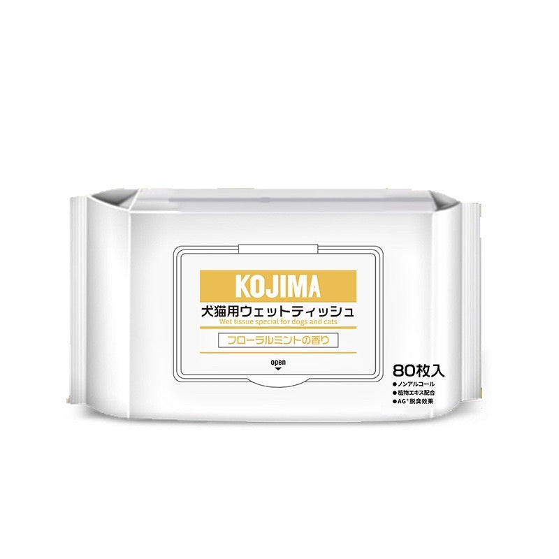 [SG stock] Kojima Pet Wipe tissue 80's cat dog cleaner gloves 6's