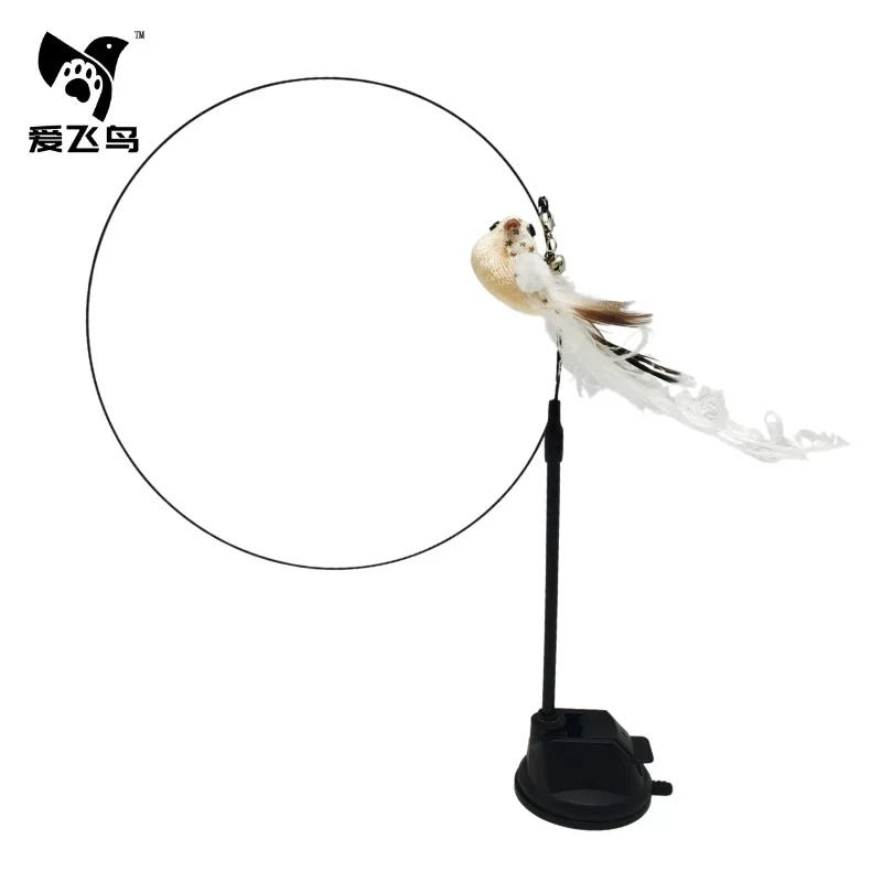 [SG Stock] Cat teaser with sucker on floor suction pad pet toy self play wand chaser