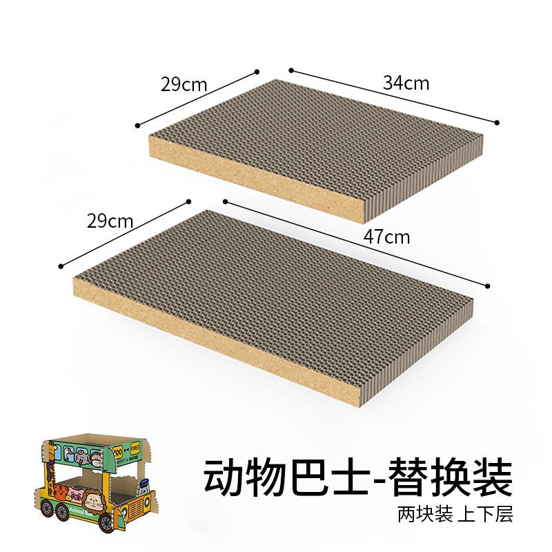TinyPet deku double deck cat scratch board 🚌 pet house bed zoo bus