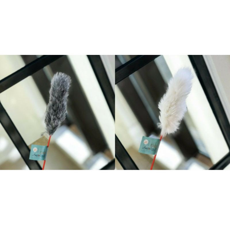 Cat teaser rabbit fur feather cat toy pet toy 🦯 stick wand
