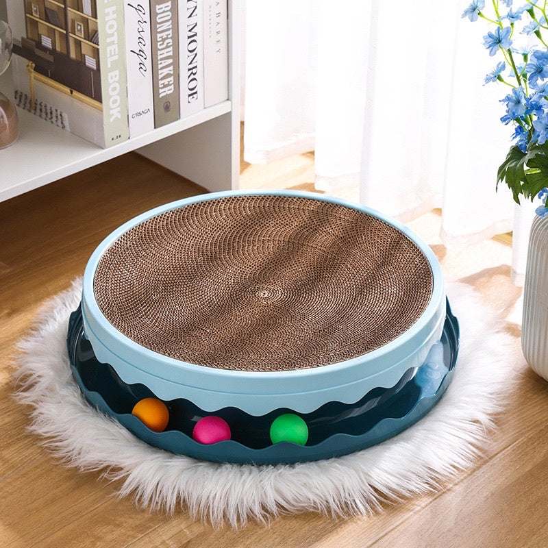 Cat scratch board round teaser tunnel chaser replaceable corrugated paper