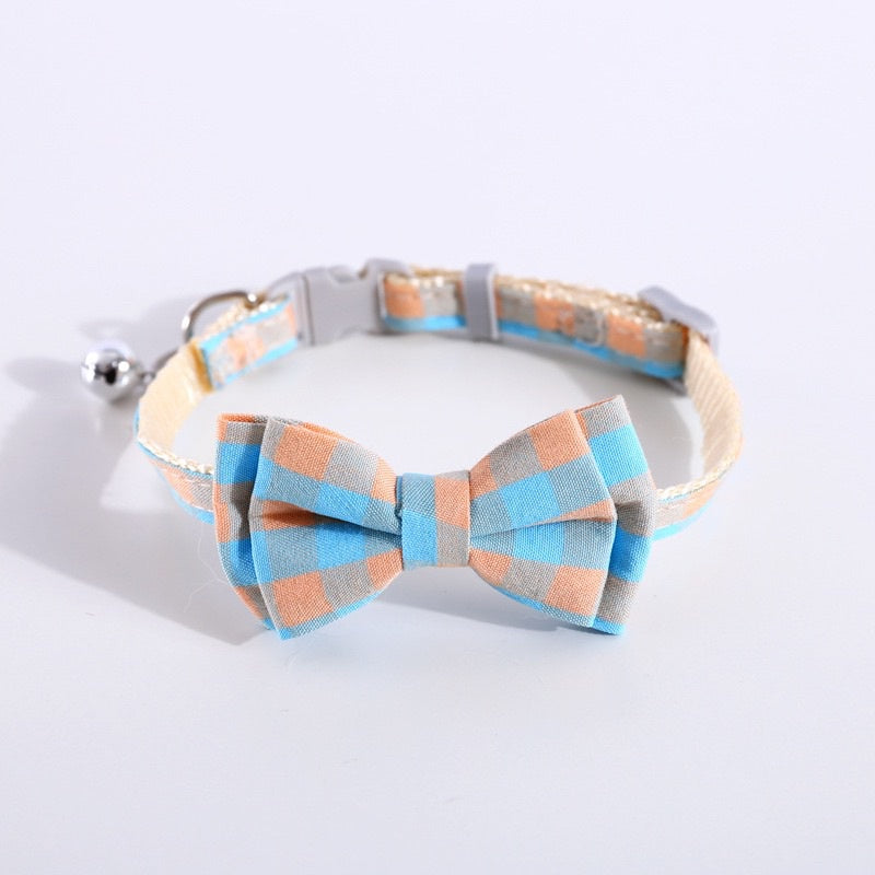 Pet Bow Tie cat dog grid design cravat collar necklace neck accessories