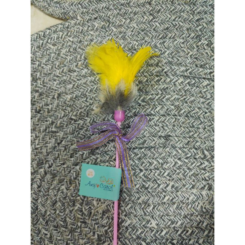 Cat teaser rabbit fur feather cat toy pet toy 🦯 stick wand