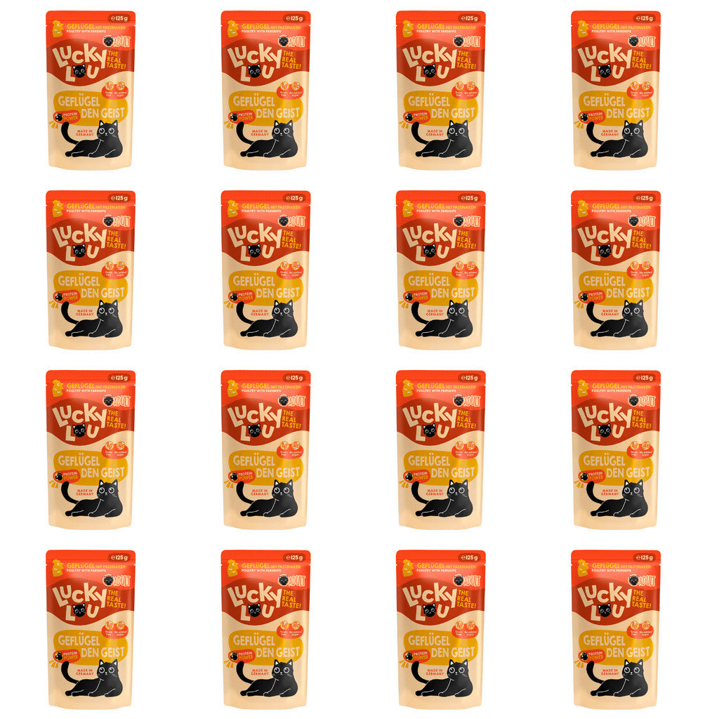 Lucky Lou® Lifestage 16 x 125g Pouches Bundle Deal Cat Completely Food Made in Germany Kitten Senior