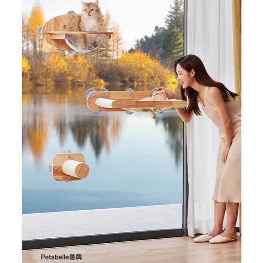 Petsbelle Window Series Cat Scratcher Bed Hammock Suction Pad Pet Tree Furniture Solid Wood