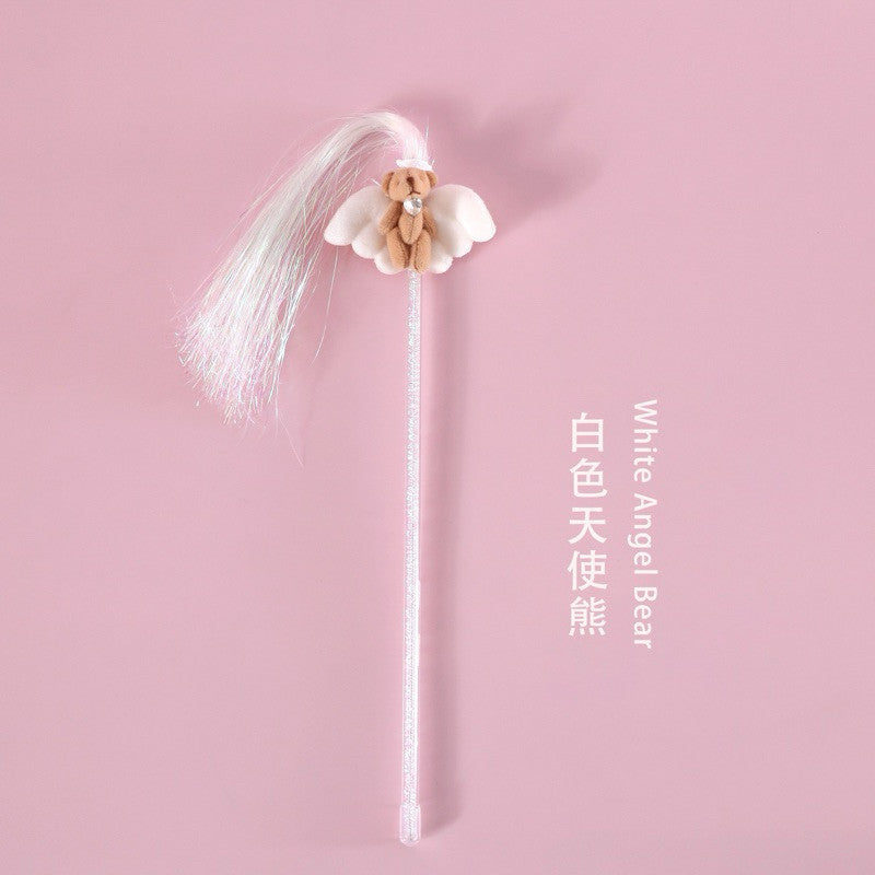 Angel Bear Cat Teaser Toy Chaser Wand Stick Pet Toy