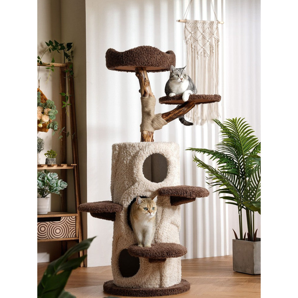 Petsbelle Cat Tree House Solid Wood Sisal Scratcher Bed PS3525 Climbing Frame