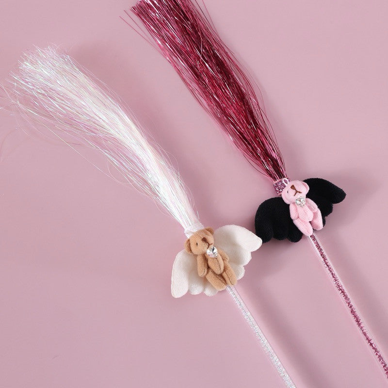 Angel Bear Cat Teaser Toy Chaser Wand Stick Pet Toy