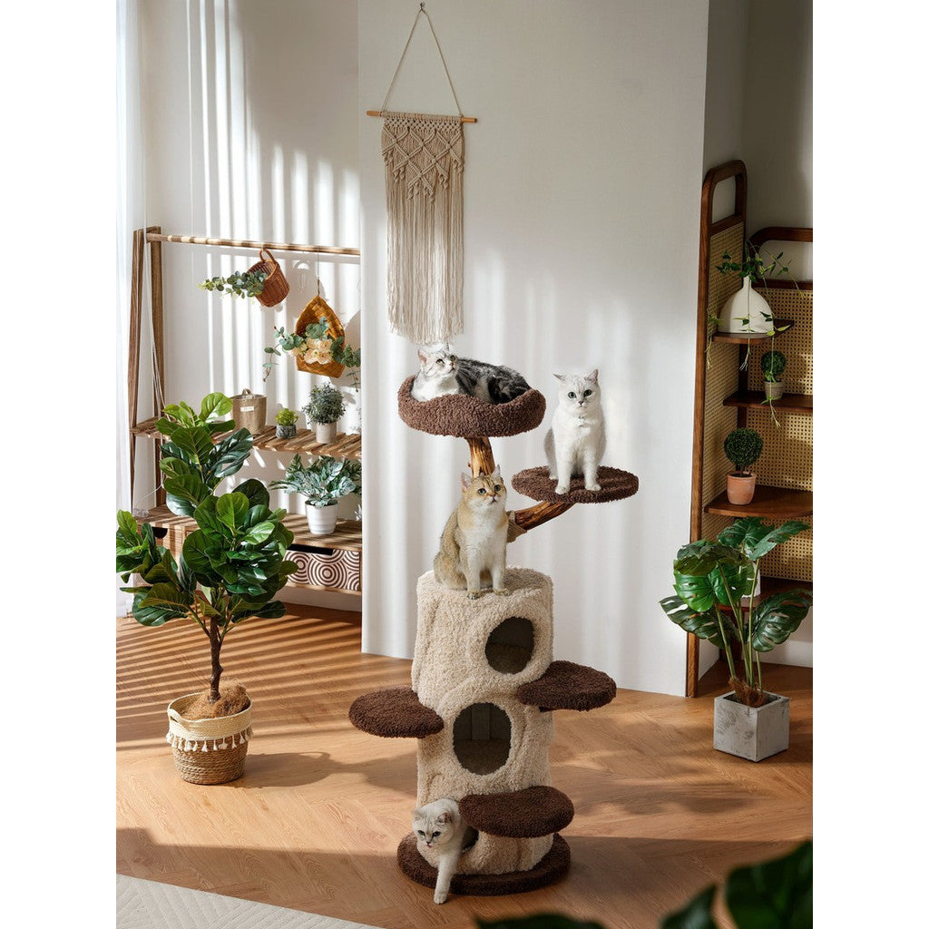 Petsbelle Cat Tree House Solid Wood Sisal Scratcher Bed PS3525 Climbing Frame