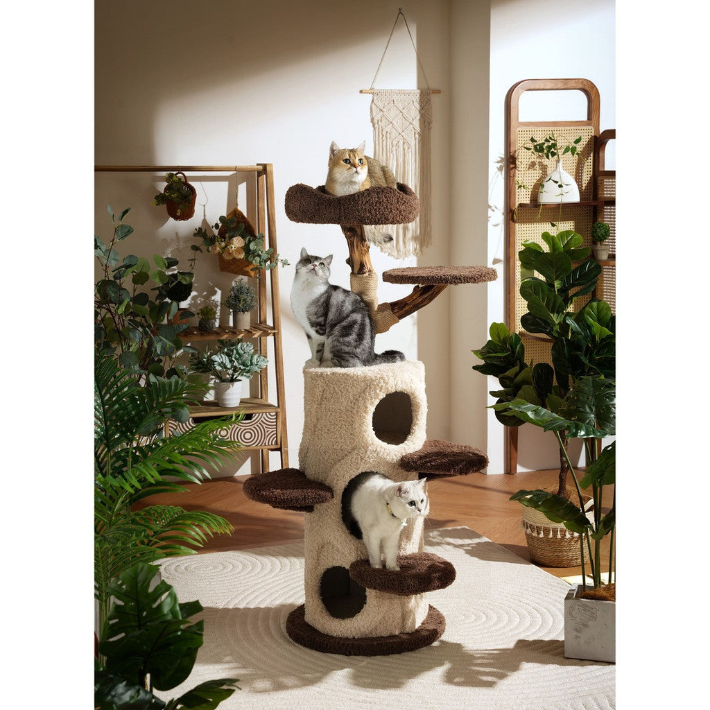 Petsbelle Cat Tree House Solid Wood Sisal Scratcher Bed PS3525 Climbing Frame