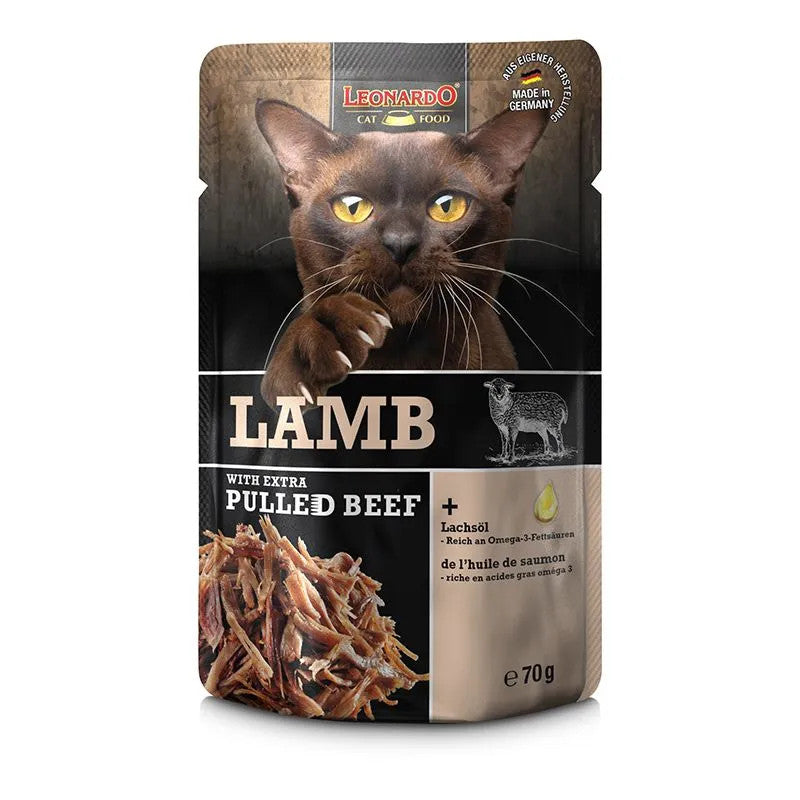[SG] Leonardo Pulled Beef Series 70g Cat Wet Food Pouch Complete Meal Made in Germany  Pet Food