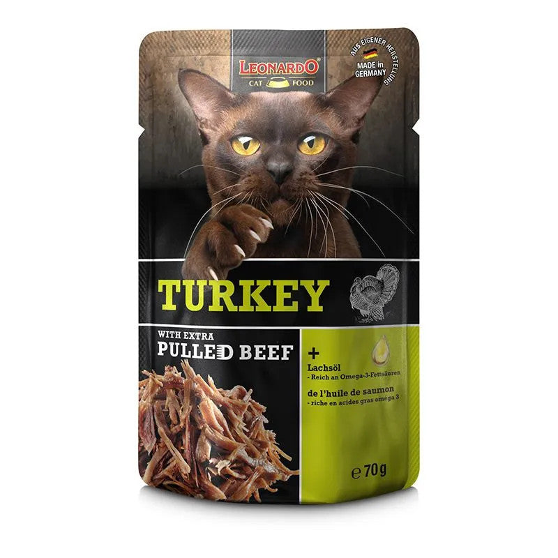 [SG] Leonardo Pulled Beef Series 70g Cat Wet Food Pouch Complete Meal Made in Germany  Pet Food