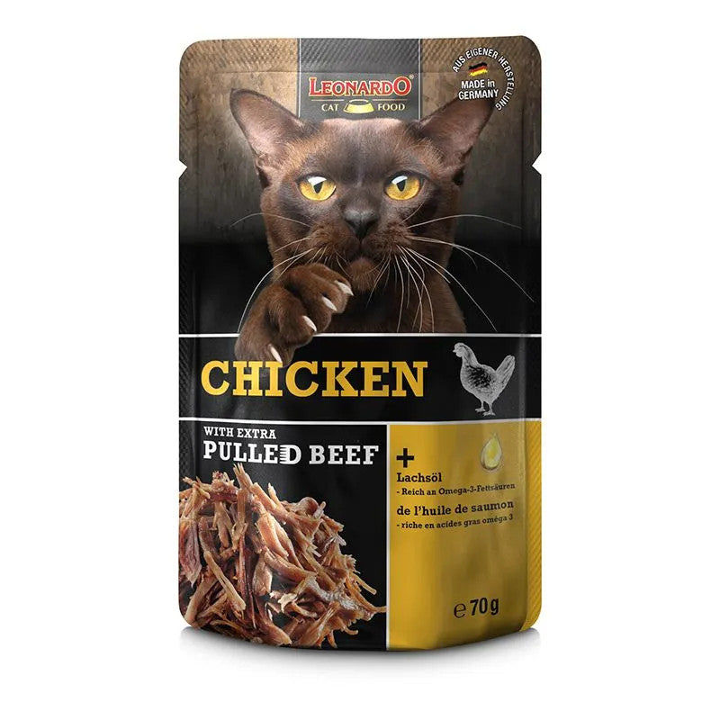 [SG] Leonardo Pulled Beef Series 70g Cat Wet Food Pouch Complete Meal Made in Germany  Pet Food