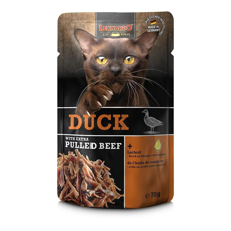 [SG] Leonardo Pulled Beef Series 70g Cat Wet Food Pouch Complete Meal Made in Germany  Pet Food