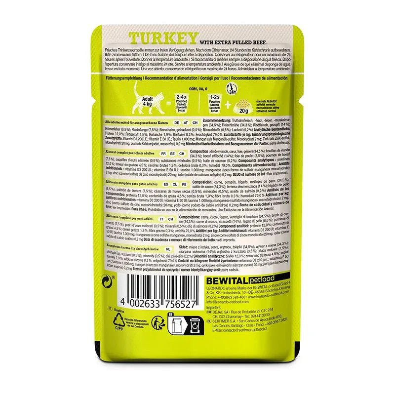 [SG] Leonardo Pulled Beef Series 70g Cat Wet Food Pouch Complete Meal Made in Germany  Pet Food
