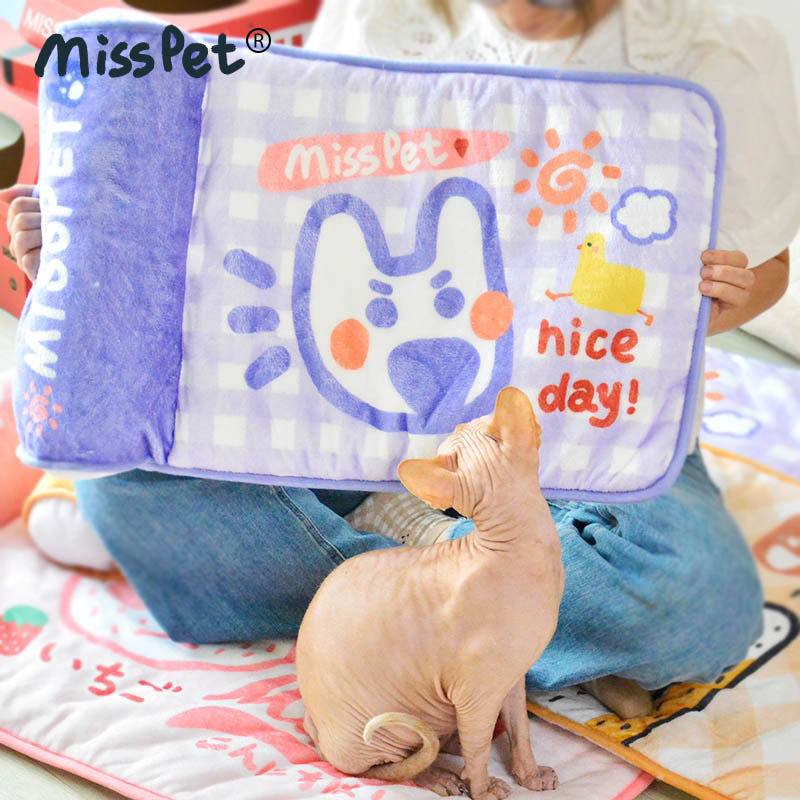 MissPet Warm soft bed with pillow Cat bed sleeping pet pad